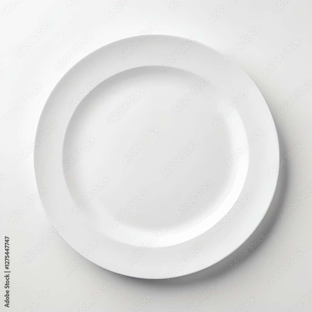 Empty White Plate on White Background Empty White Plate on White Background