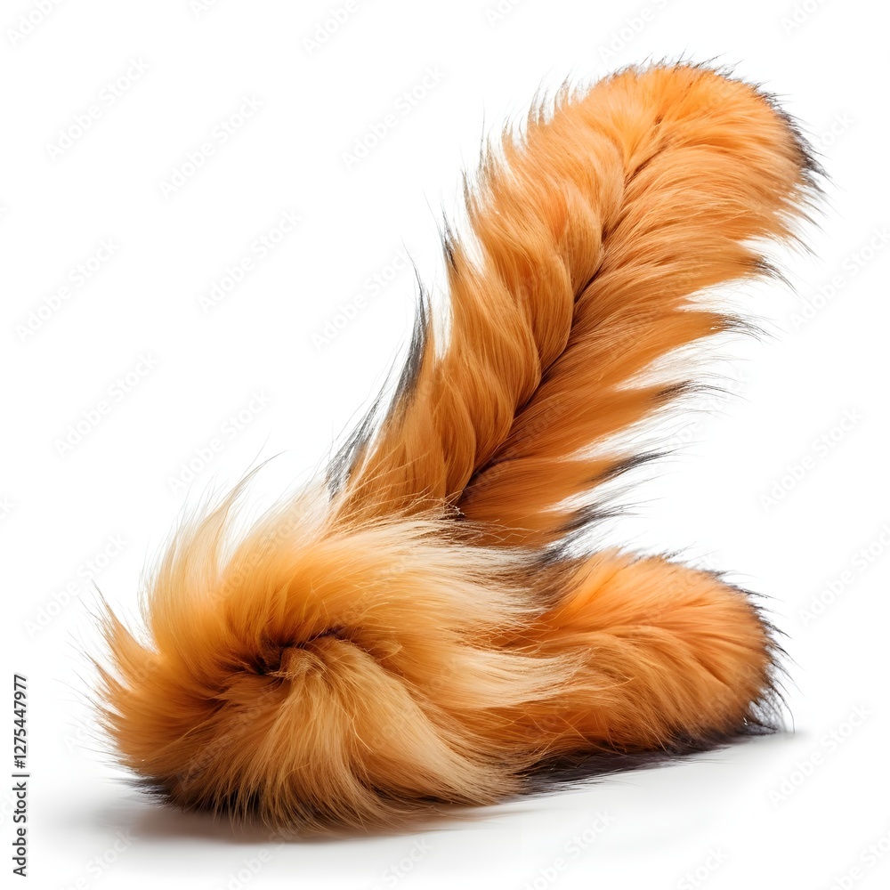 Two Fluffy Red Fox Tails Isolated on White Two Fluffy Red Fox Tails Isolated on White
