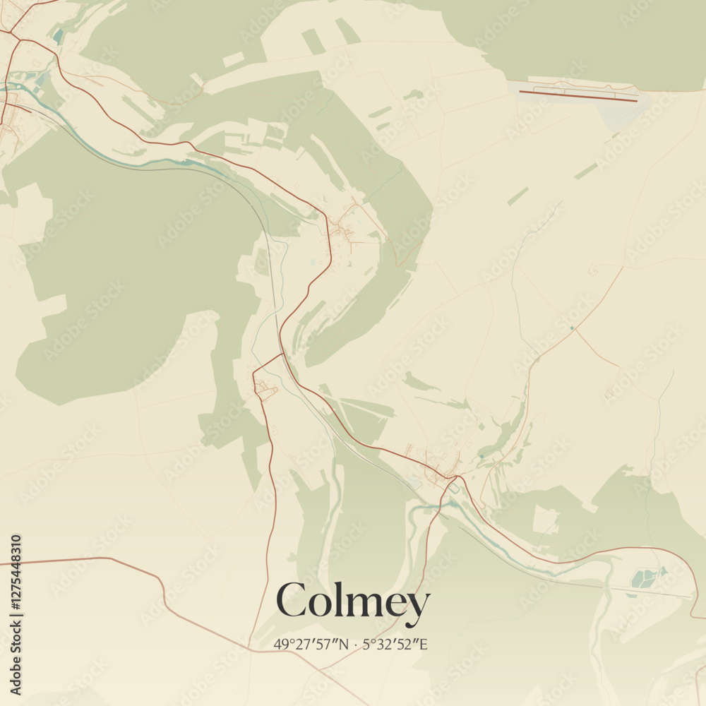 Obraz premium Vintage map of Colmey, France.