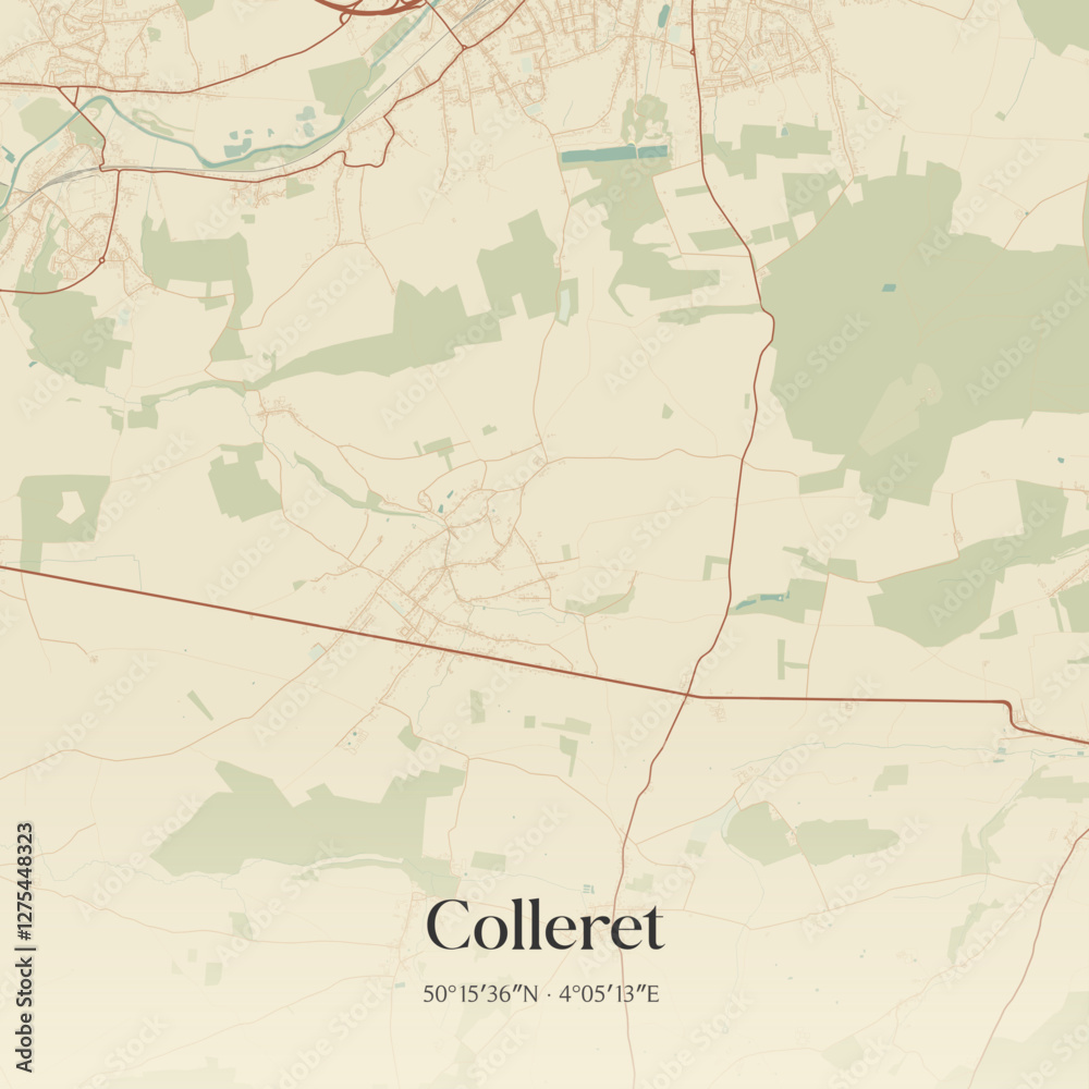 Obraz premium Vintage map of Colleret, France.