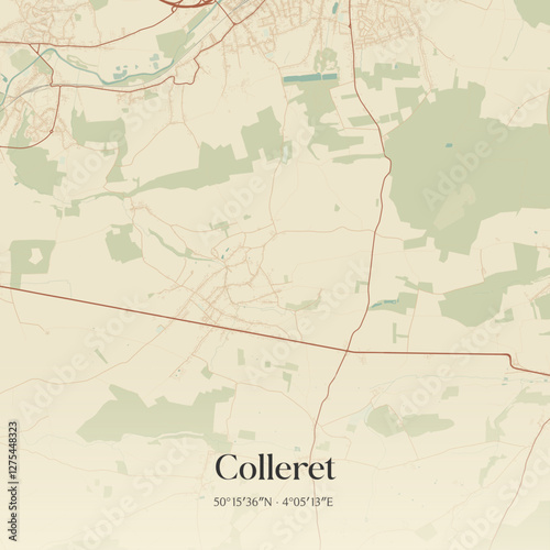 Vintage map of Colleret, France.