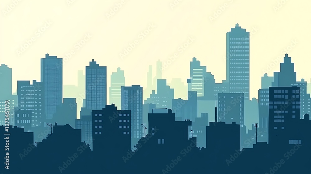Cityscape Skyline at Dawn Showing Tall Buildings Cityscape Skyline at Dawn Showing Tall Buildings