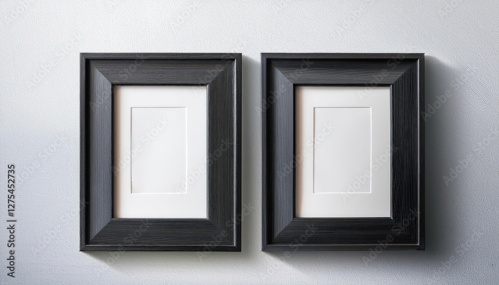 Sleek Black Frames Mockup on White Wall Stunning Landscape 3D Illustration Showcasing Elegance and Minimalism, Perfect for Digital Art, Home Decor, or Design Inspiration Sleek Black Frames Mockup on White Wall Stunning Landscape 3D Illustration Showcasing Elegance and Minimalism, Perfect for Digital Art, Home Decor, or Design Inspiration