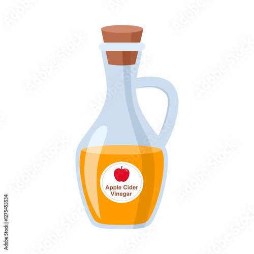 Apple cider vinegar in glass jar vector illustration.