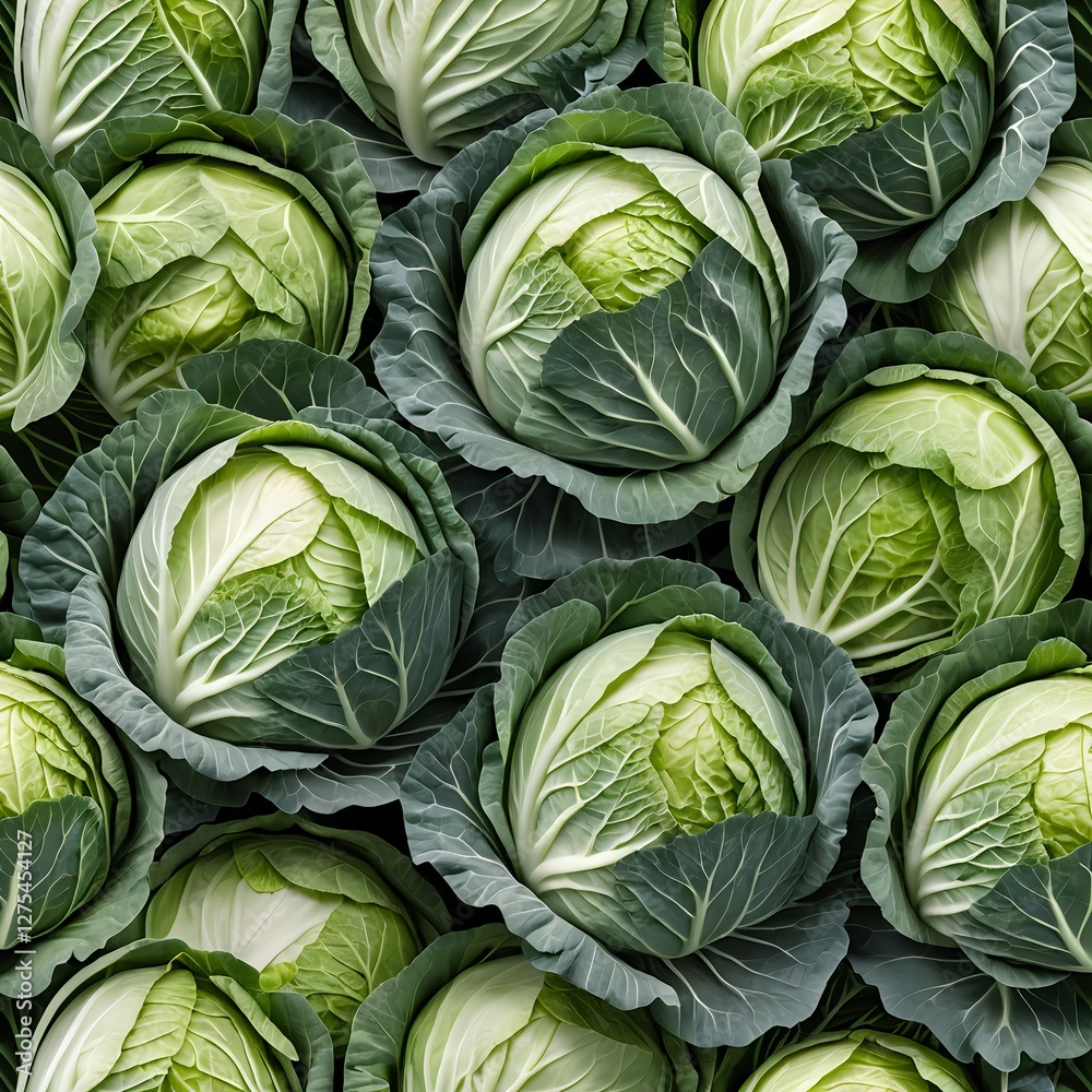 Fototapeta premium Fresh Green Cabbages Close Up