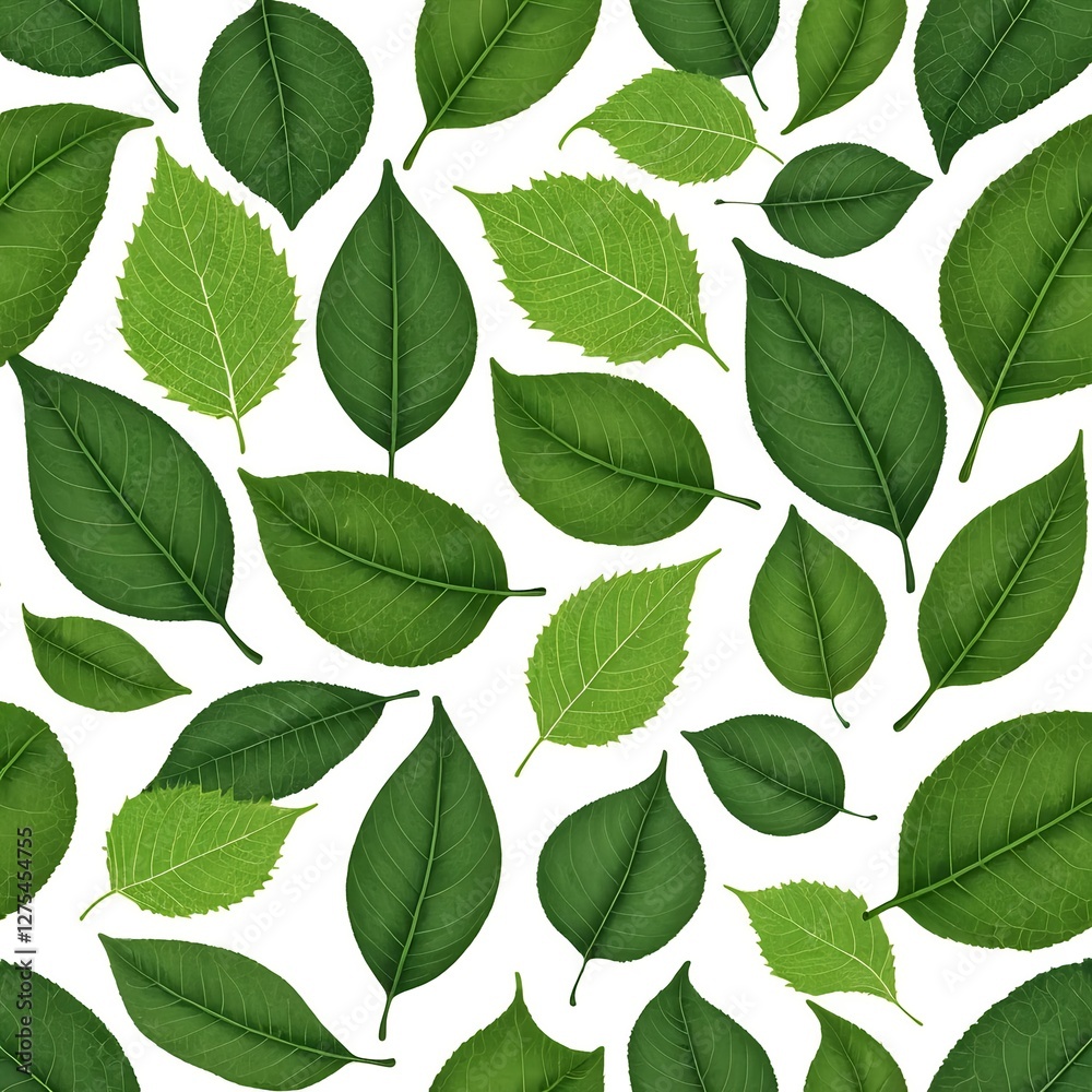 Green Leaves Pattern, Nature Background Green Leaves Pattern, Nature Background