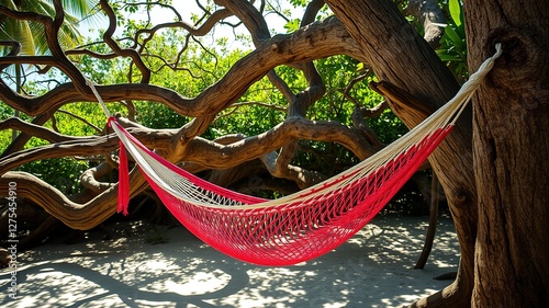 Jamaica Treasure Beach Hammock - Gnarled Trees - Vibrant Colors -  AI Photo