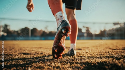 Sports injury from a torn Achilles tendon during soccer. Featuring rehabilitation and recovery