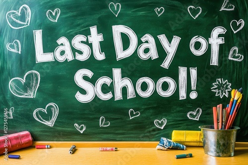 Last Day of School Celebration Chalkboard Sign  
