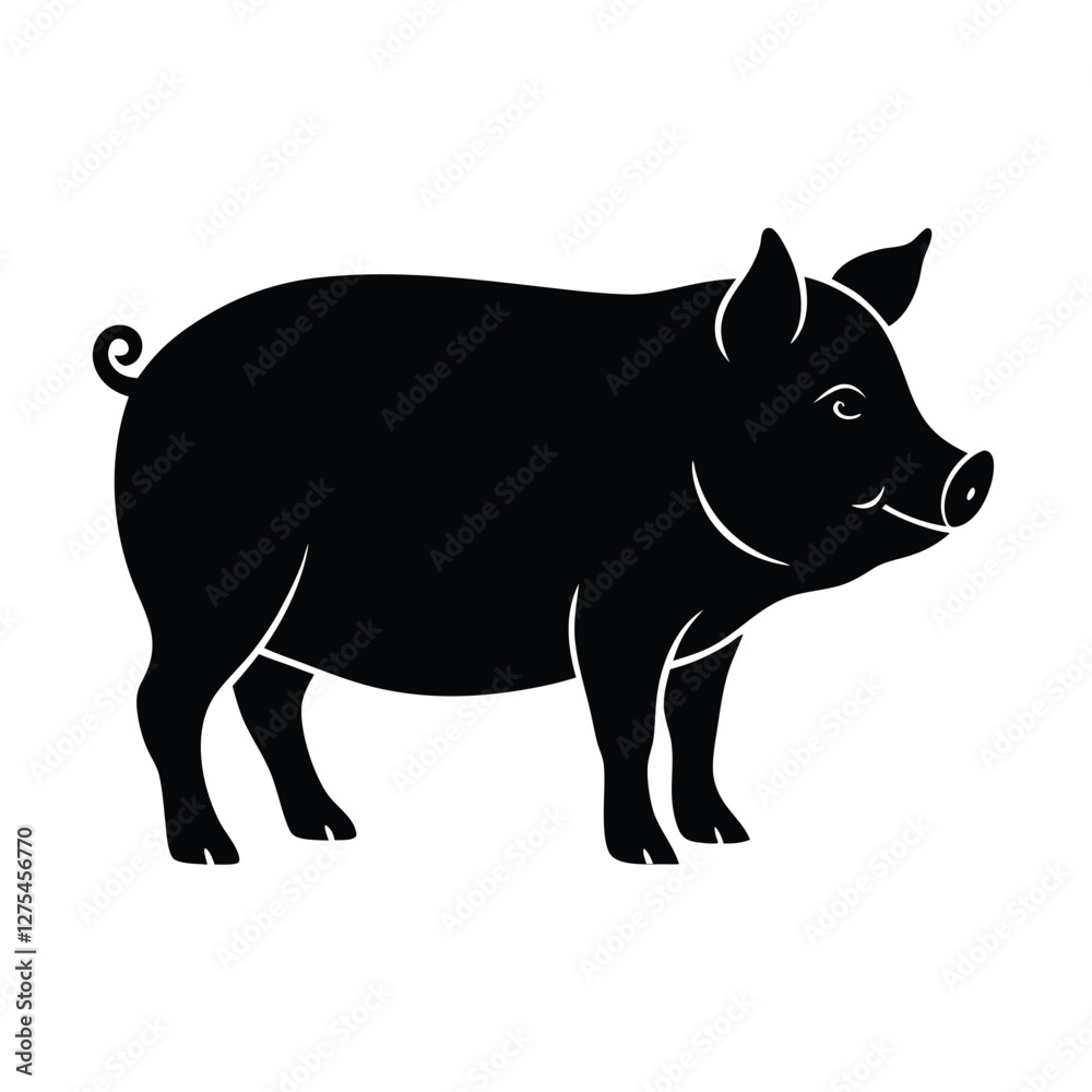 Fototapeta premium black and white pig vector