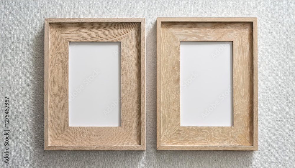 Two Light Wood Rectangular Vertical Frames Against a White Textured Wall Mockup A Modern Minimalist Statement for Digital Art, Home Decor, or Design Inspiration Two Light Wood Rectangular Vertical Frames Against a White Textured Wall Mockup A Modern Minimalist Statement for Digital Art, Home Decor, or Design Inspiration