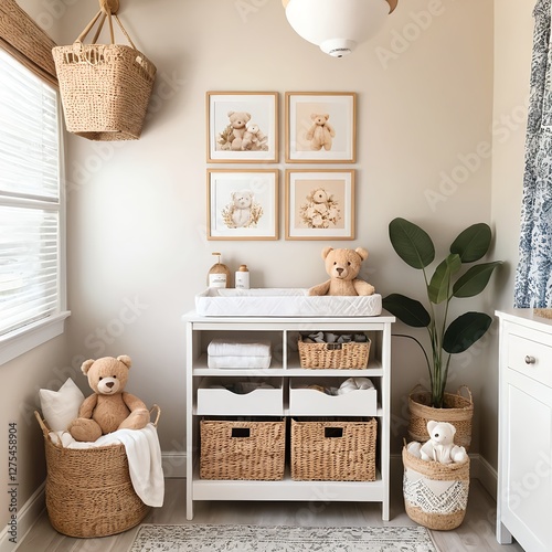 Nursery Decor, Neutral Baby Room, Teddy Bear Theme