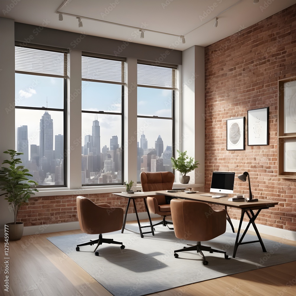 Fototapeta premium Modern Office with City View