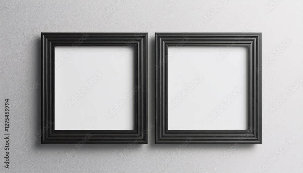 3D Black Square Frame Mockup on White Wall Elegant Contemporary Artwork Adding a Minimalist Touch Amidst Clean Lines and Shadows, Perfect for Digital Art, Home Decor, or Design Inspiration 3D Black Square Frame Mockup on White Wall Elegant Contemporary Artwork Adding a Minimalist Touch Amidst Clean Lines and Shadows, Perfect for Digital Art, Home Decor, or Design Inspiration
