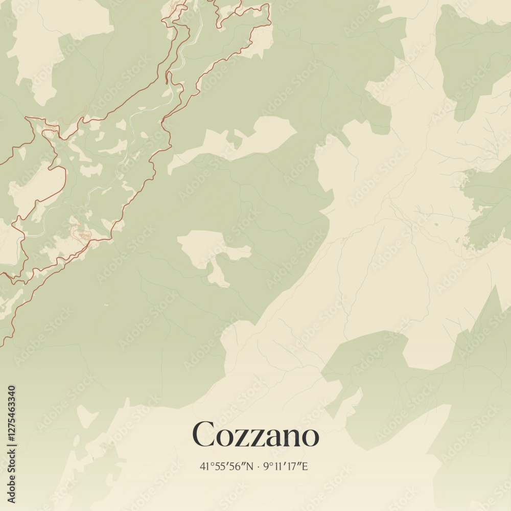 Obraz premium Vintage map of Cozzano, France.