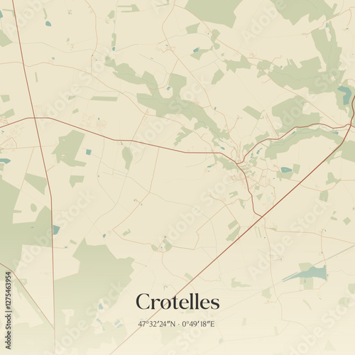 Vintage map of Crotelles, France.