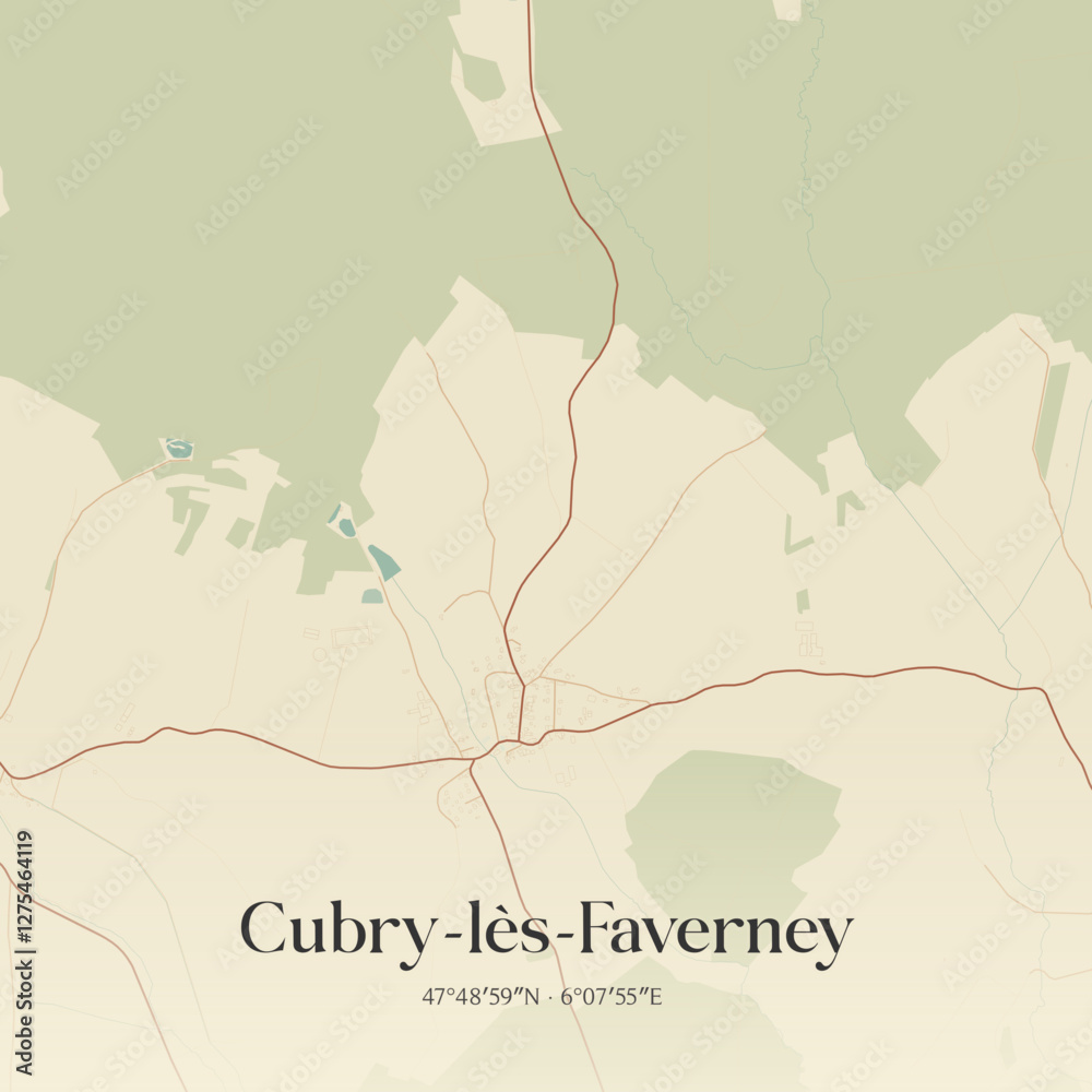 Obraz premium Vintage map of Cubry-lès-Faverney, France.
