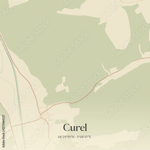 Vintage map of Curel, France.