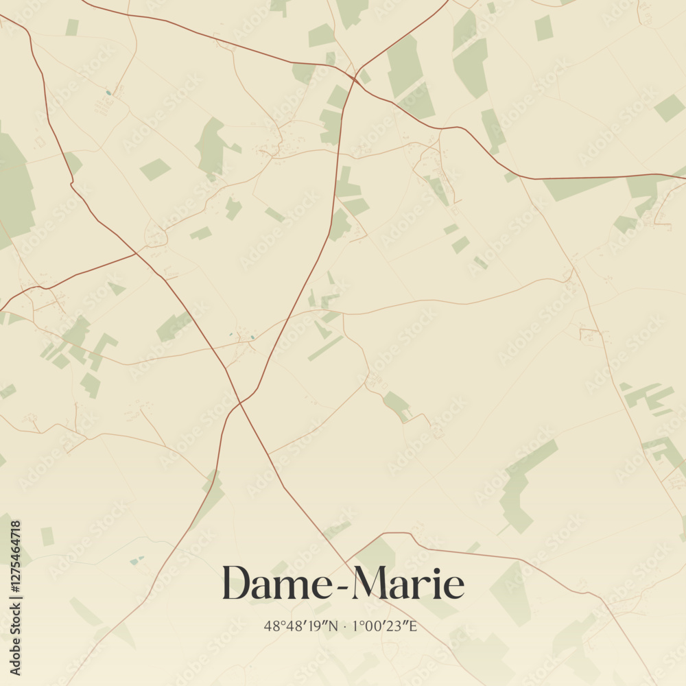 Fototapeta premium Vintage map of Dame-Marie, France.