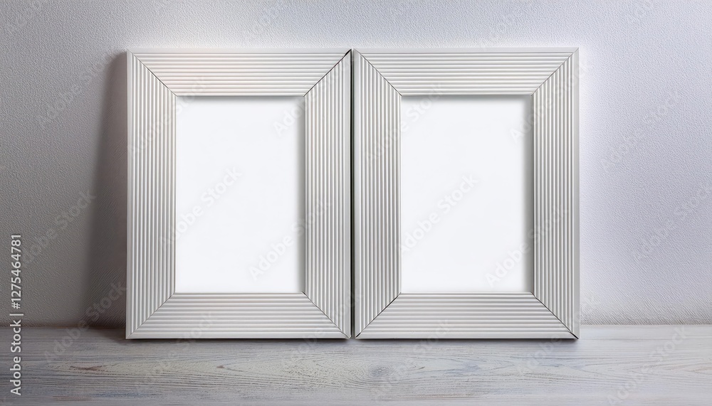 Striking Minimalism in Motion A 3D Illustration of Two Vertical Frames against a Pristine White Backdrop, Echoing the Serenity of an Empty Art Gallery at Twilight. Striking Minimalism in Motion A 3D Illustration of Two Vertical Frames against a Pristine White Backdrop, Echoing the Serenity of an Empty Art Gallery at Twilight.