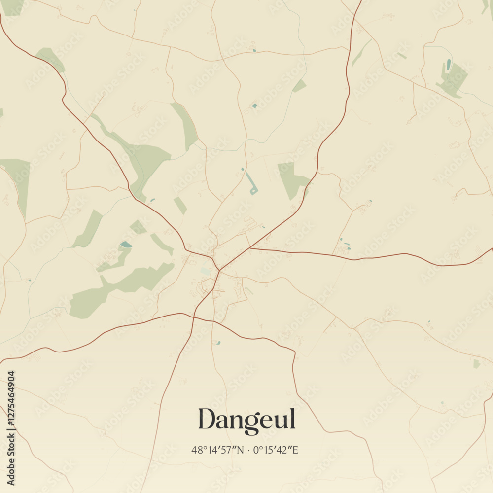Obraz premium Vintage map of Dangeul, France.