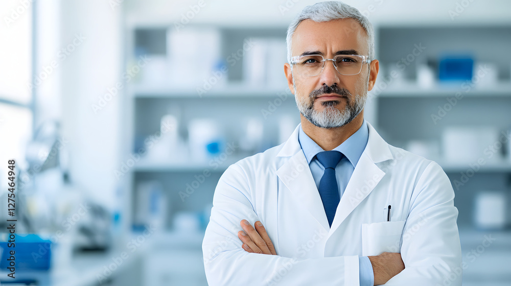 Male Scientist in Lab Coat with Focused Expression, Head and Shoulders Close-up, Working in a Laboratory
Male Scientist in Lab Coat with Focused Expression, Head and Shoulders Close-up, Working in a Laboratory