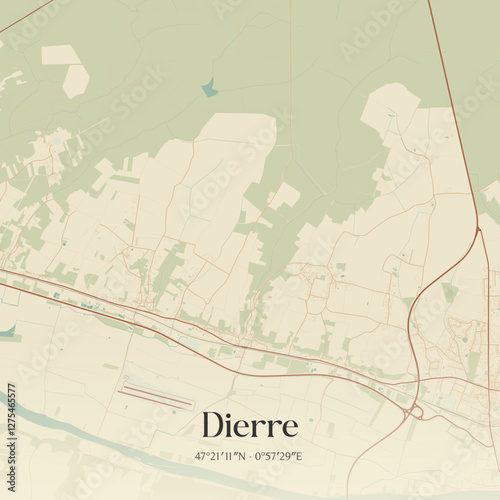 Vintage map of Dierre, France.