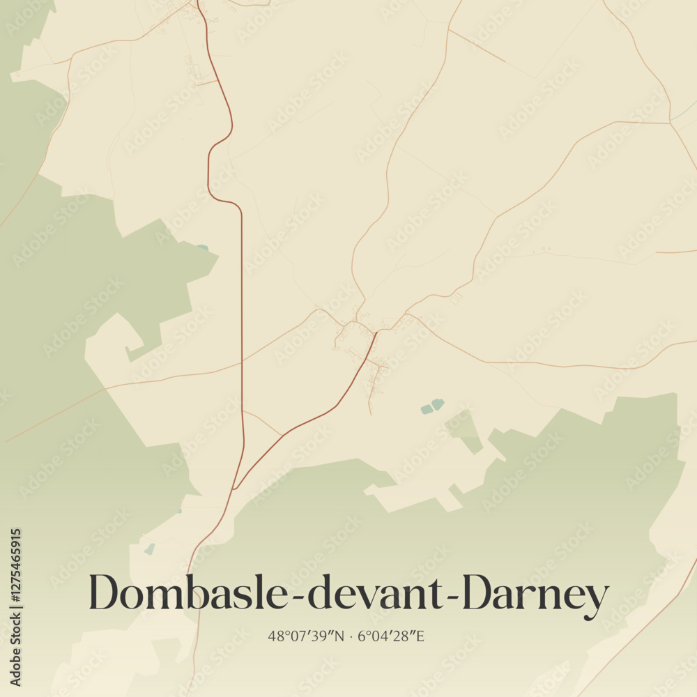 Obraz premium Vintage map of Dombasle-devant-Darney, France.