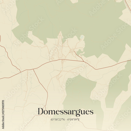 Vintage map of Domessargues, France.