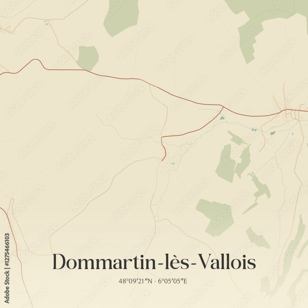 Obraz premium Vintage map of Dommartin-lès-Vallois, France.