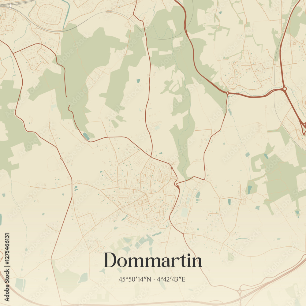 Obraz premium Vintage map of Dommartin, France.