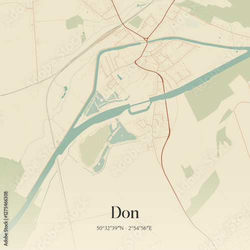 Vintage map of Don, France.