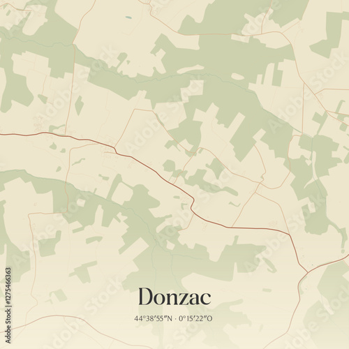 Vintage map of Donzac, France.