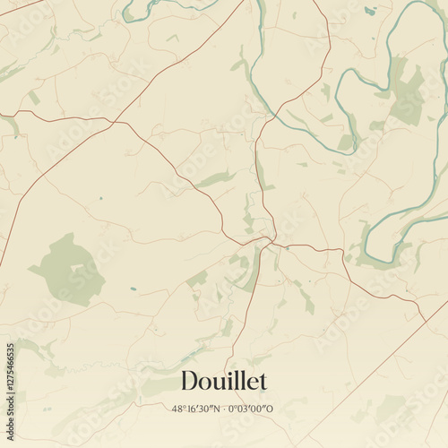 Vintage map of Douillet, France.