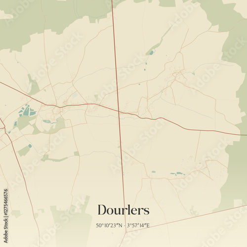 Vintage map of Dourlers, France.