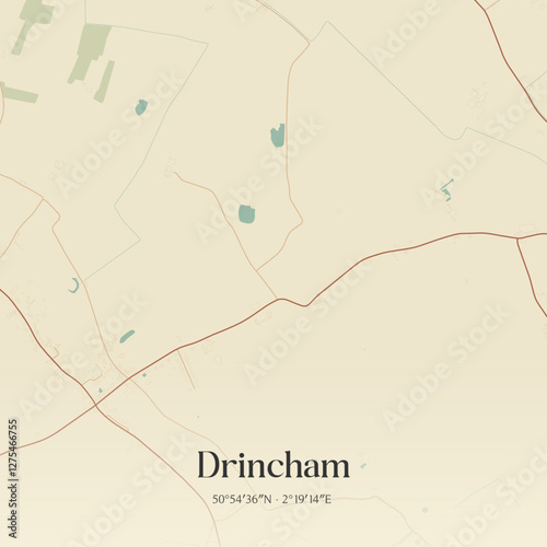 Vintage map of Drincham, France.