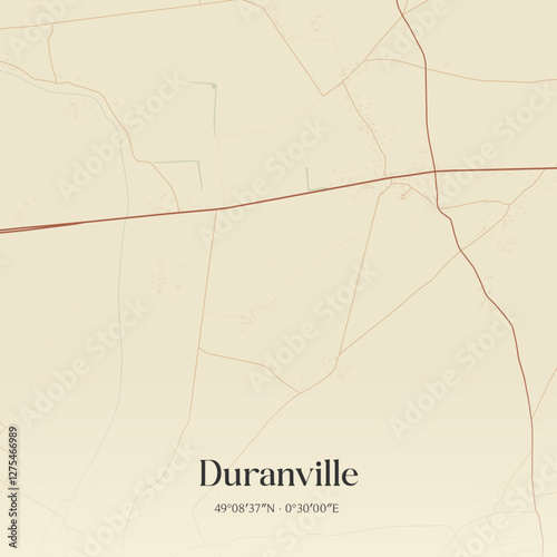 Vintage map of Duranville, France.