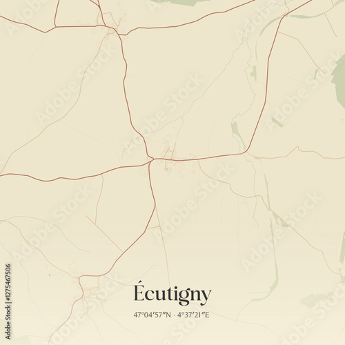 Vintage map of Écutigny, France.