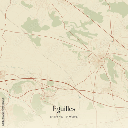 Vintage map of Éguilles, France.