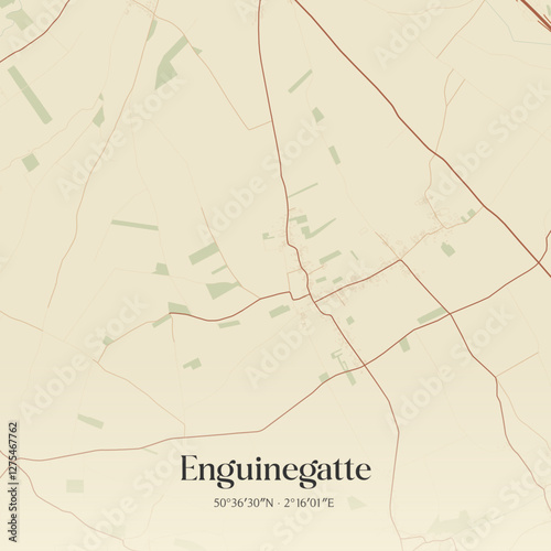 Vintage map of Enguinegatte, France.