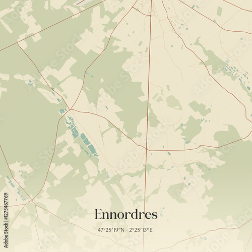 Vintage map of Ennordres, France.