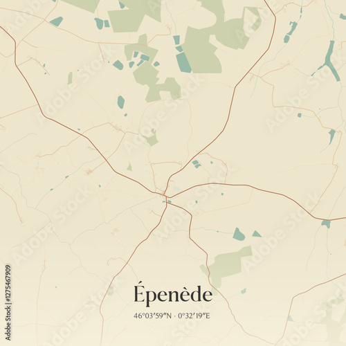 Vintage map of Épenède, France.