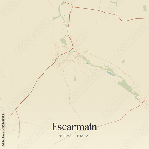 Vintage map of Escarmain, France.
