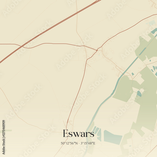 Vintage map of Eswars, France.