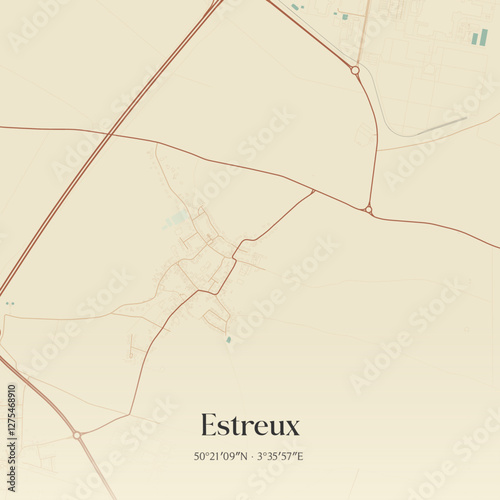 Vintage map of Estreux, France.