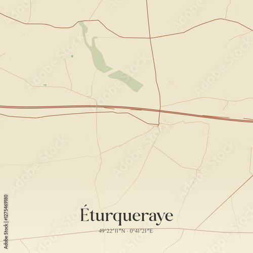 Vintage map of Éturqueraye, France.