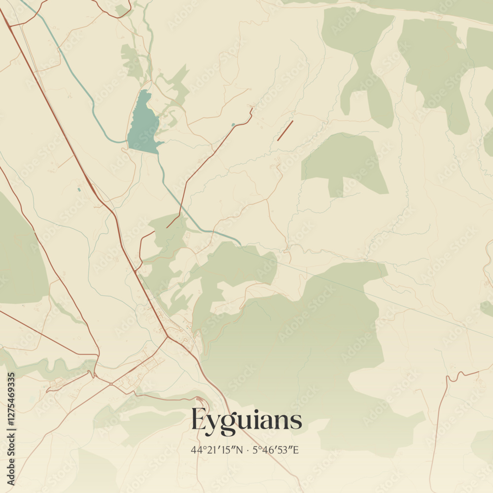 Obraz premium Vintage map of Eyguians, France.
