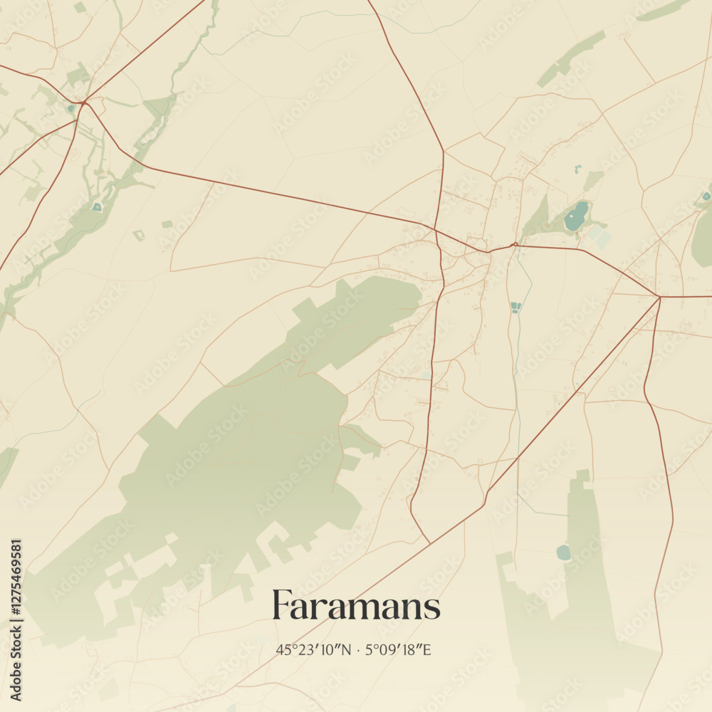 Obraz premium Vintage map of Faramans, France.