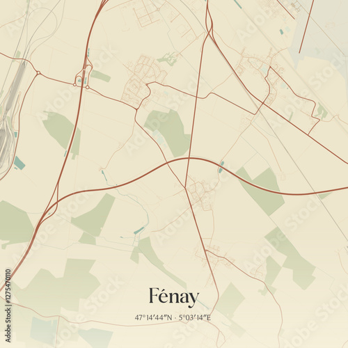 Vintage map of Fénay, France.