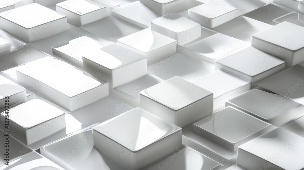 A modern, stylized abstract background with overlapping 3D squares in white and grey, casting delicate shadows for a sophisticated and clean look A modern, stylized abstract background with overlapping 3D squares in white and grey, casting delicate shadows for a sophisticated and clean look